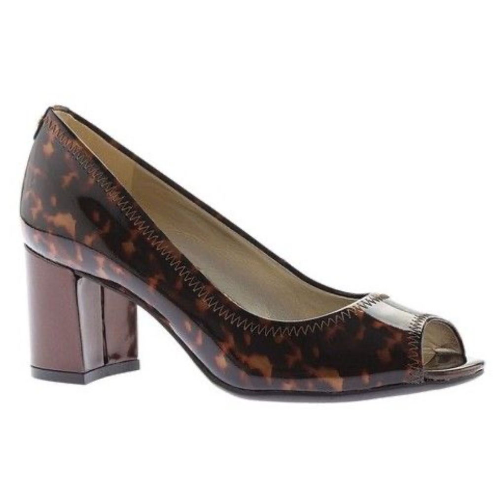 Anne Klein Tortoise Shell Peep-Toe Heels